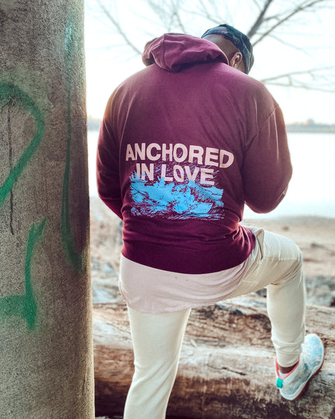 Anchored In Love Hoodie - Berry Jam