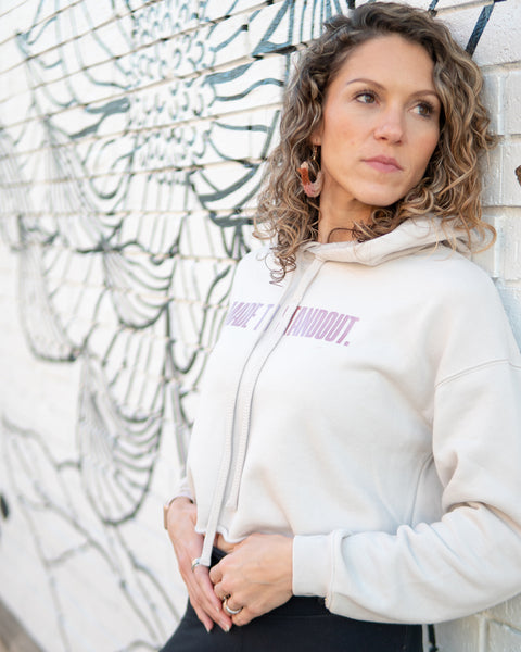 Women's Blush Rose Gold Cropped Hoodie - Heather Dust/Rose Gold