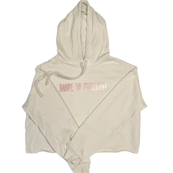 Women's Blush Rose Gold Cropped Hoodie - Heather Dust/Rose Gold