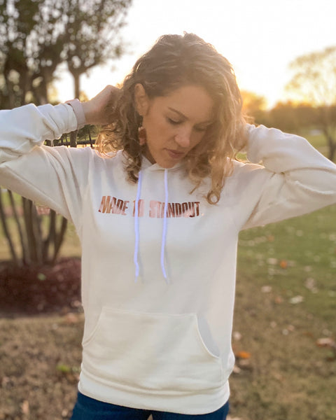 Vintage Shine Rose Gold Hoodie - Vintage White/Metallic Rose Gold